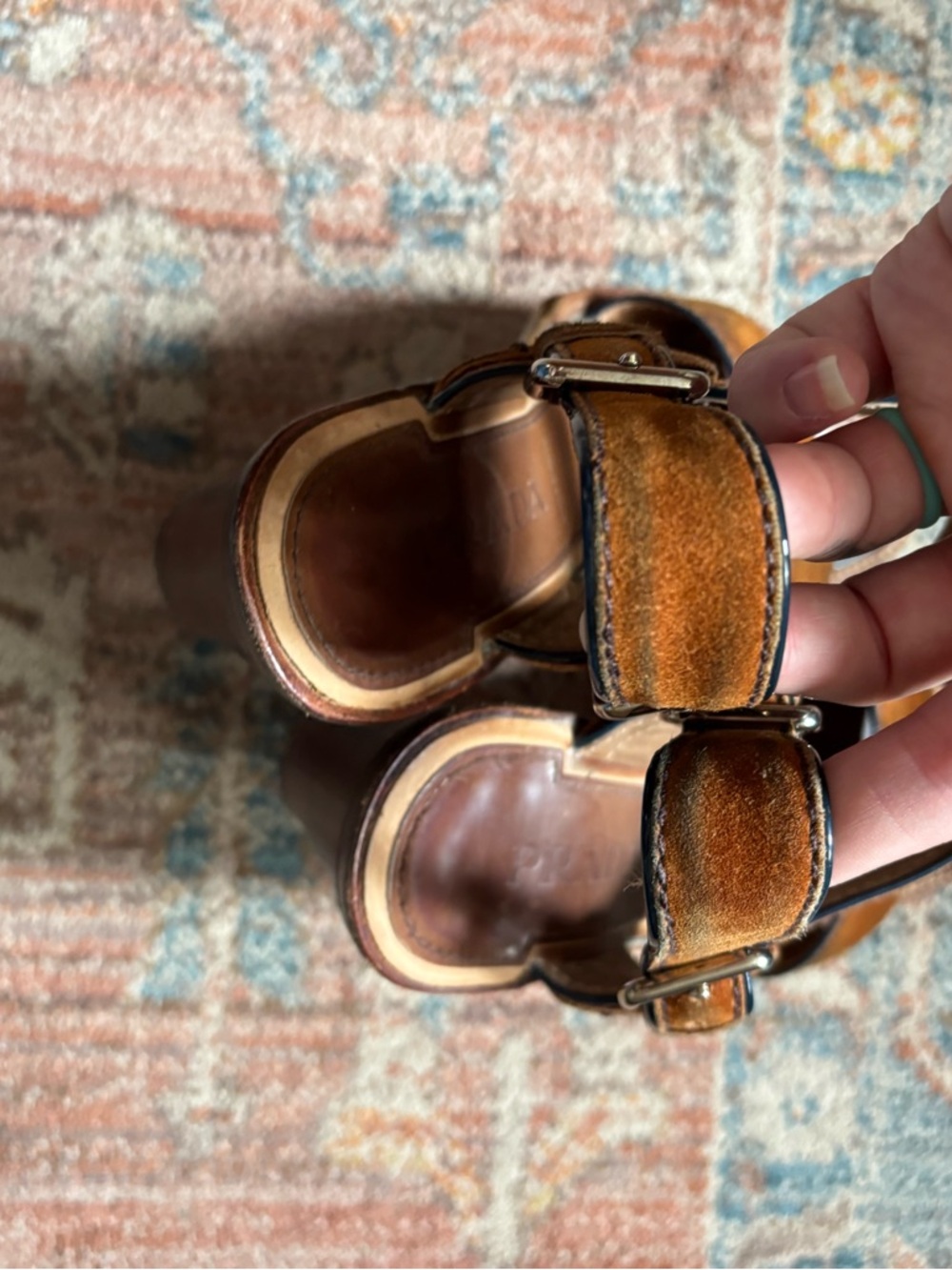 Prada suede sling back Block Heel Sandals size 6/6.5 - Picture 5 of 8